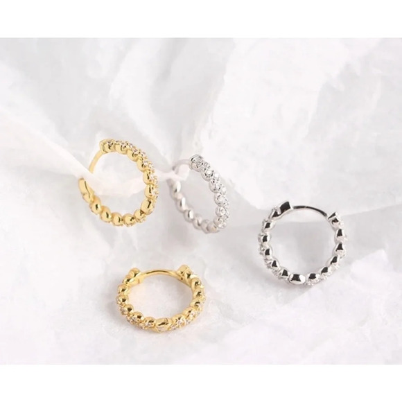 Gold Sparkling Hoop Earrings | Yellow Gold S925 - Picture 13 of 16